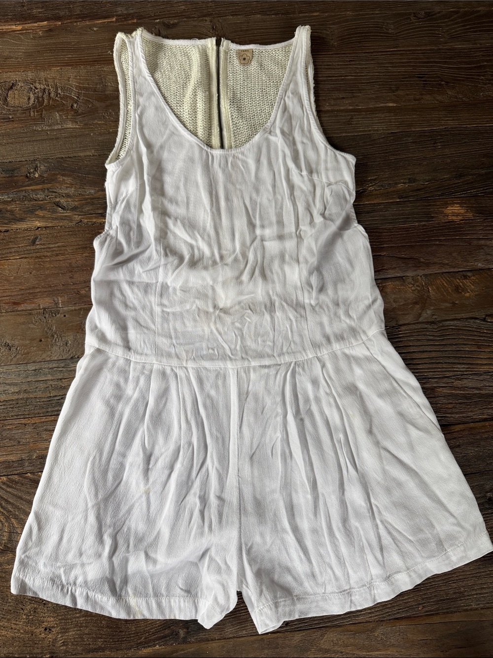 Farm Rio white viscose shorts romper knit back panel EUC small